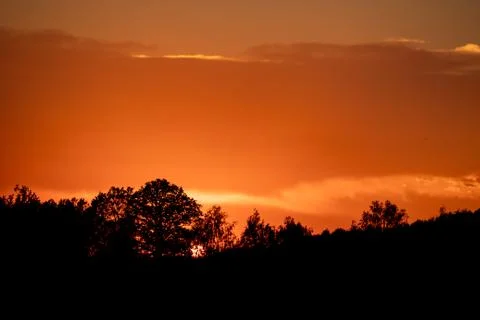 Romantic sunset with dramatic sky Foto stock