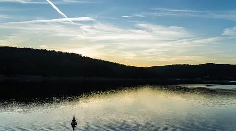 Romantic sunset on Edersee Stock Photos