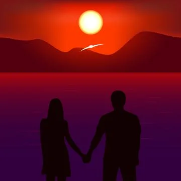 Romantic sunset Stock Illustration