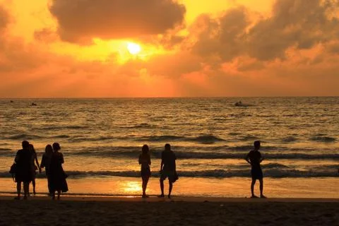 Romantic sunset on the Indian ocean Stock Photos