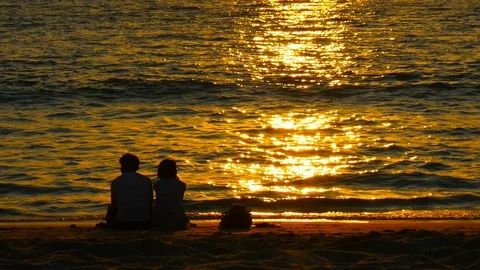 Romantic sunset at the ocean Stock Footage 98107999