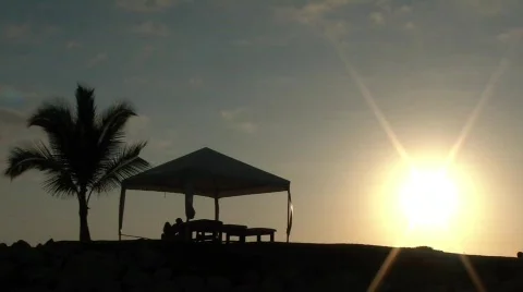 Romantic sunset with two lovers Stock Footage 683133