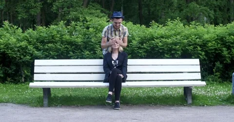 Romantic surprise in the park. Stock Footage 52453285