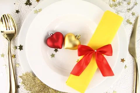 Romantic table decoration Stock Photos