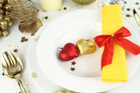 Romantic table decoration Stock Photos