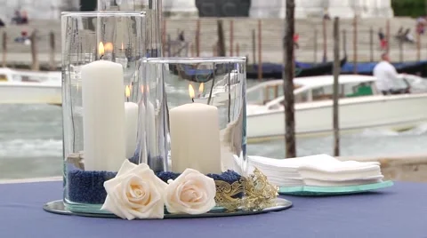 Romantic table on the lagoon Stock Footage 50551288