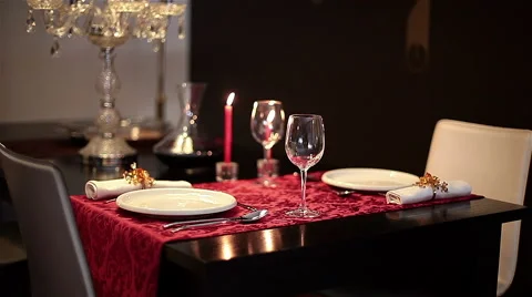 Romantic table set for dinner. Stock Footage 63176812