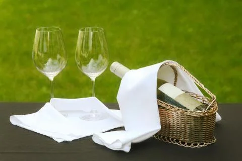 Romantic table setting outside Stock Photos