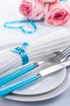 Romantic table setting Stock Photos