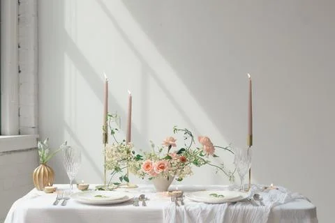 Romantic table for two Stock Photos