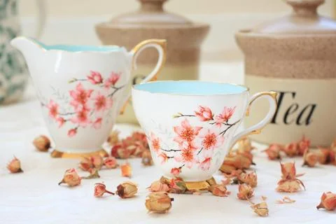 Romantic tea /coffee setting on the table Stock Photos