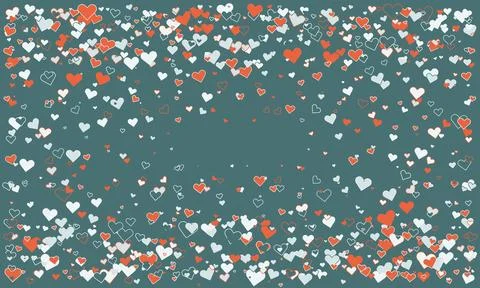 Romantic teal background adorned with a flurry of red and white hearts, perfe Stock Illustration