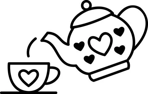 Romantic teapot and tea cup icon Stock Illustration