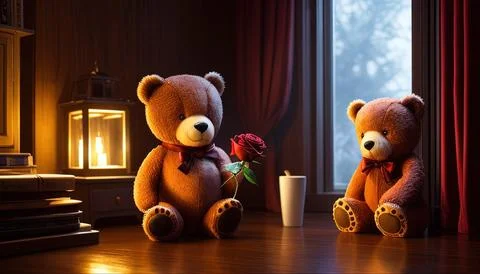 Romantic Teddy Bears Stock Illustration
