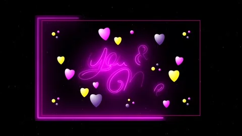 Romantic text with neon lights effect green screen background Stock Footage 295460568