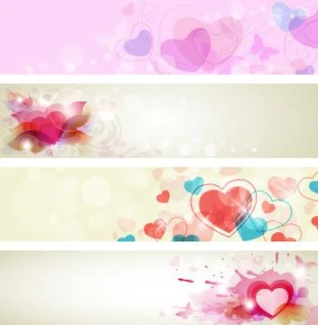 Romantic valentine banners Stock Illustration