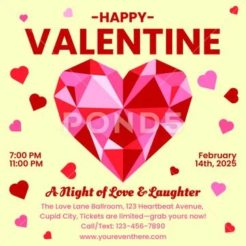 Romantic Valentine Poster Post PSD Template