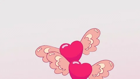 Romantic Valentine s Day background with flying winged hearts in soft pastel Stock Footage 328936965