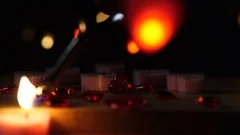 Valentines Day, heart-shaped candles and, Stock Video