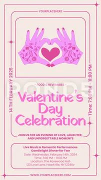Romantic Valentines Day Celebration Instagram Template Story Plantilla PSD
