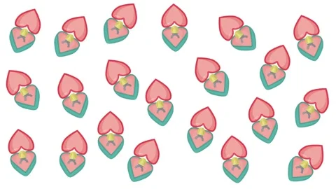Romantic Valentine's Day Pattern with Heart Shaped Engagement Ring Boxes Stock Footage 345539642