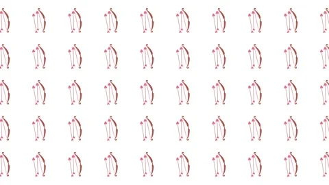Romantic Valentine's Day Seamless Pattern with Cupid's Bow and Heart Arrows Stock Footage 345539862