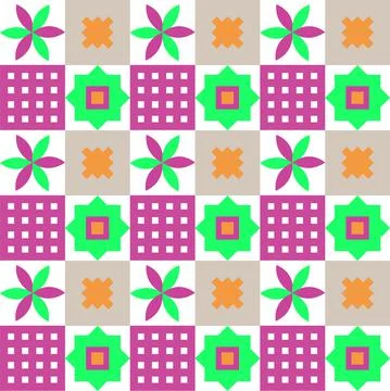 Romantic vector abstract geometric background with hearts, circles, rectangles Stock Illustration