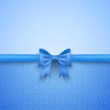 Romantic vector blue background with cute bow and pattern Stock Illustration