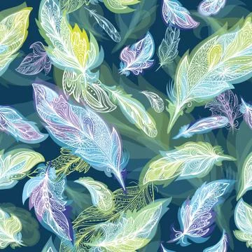 Romantic Vector Feather Pattern Illustrazione stock