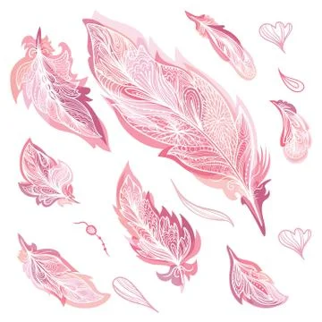 Romantic Vector Feathers Set Stock Illustration
