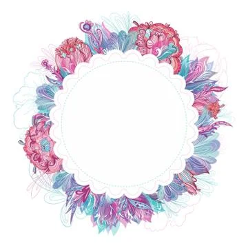 Romantic Vector Floral Frame Illustrazione stock