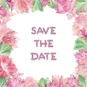 Romantic Vector Floral Frame Illustrazione stock