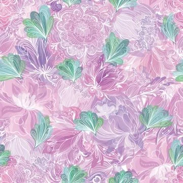 Romantic Vector Floral Pattern Illustrazione stock