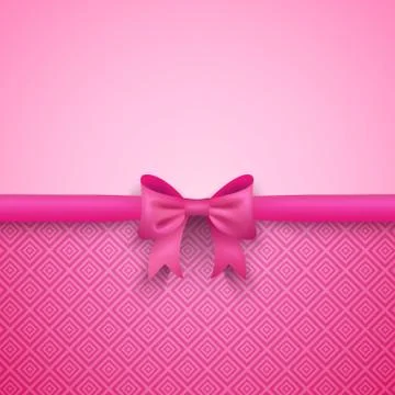 Romantic vector pink background with cute bow and pattern Stock Illustration