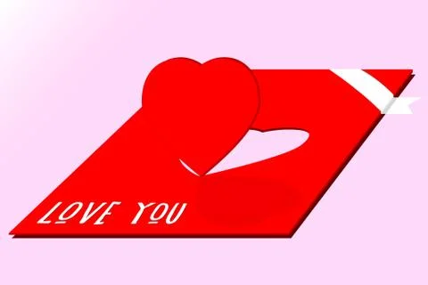 Romantic vector postcard with cutoff effect in isometric. Heart is cut off fr Stock Illustration