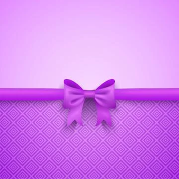 Romantic vector purple background with cute bow and pattern Stock Illustration