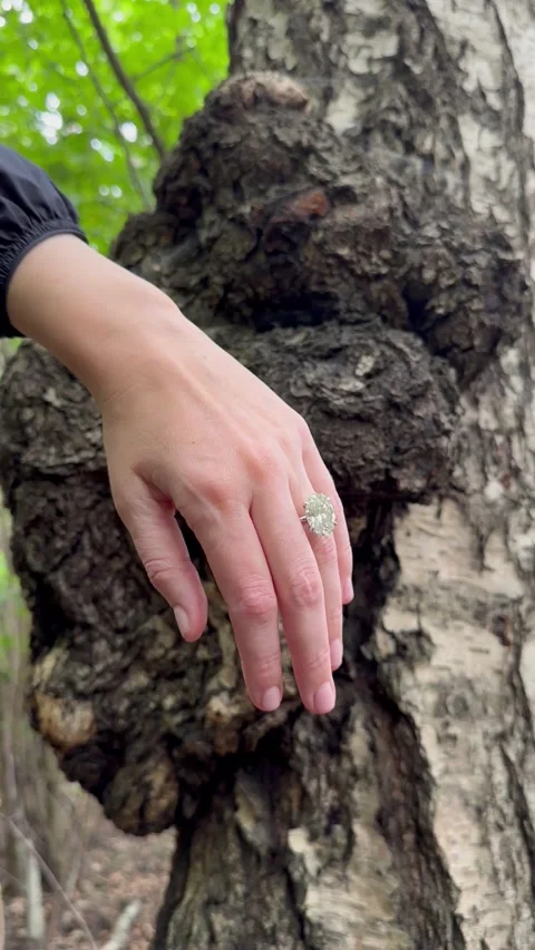 Romantic vertical video of oval diamond engagement ring on hand Video stock 316770943