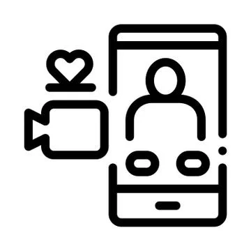 Romantic Video Calling Icon Vector Outline Illustration Illustrazione stock