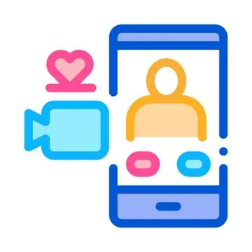 Romantic Video Calling Icon Vector Outline Illustration Illustrazione stock