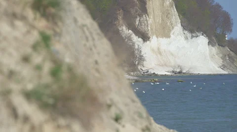 Romantic View On Chalk Cliffs (Kreidefelsen) On Rügen WitH Ocean Video stock 36665150