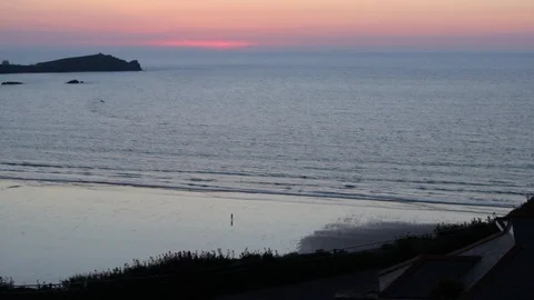 Romantic view over a lonely beach as Dusk Falls Stock-Footage 85739426