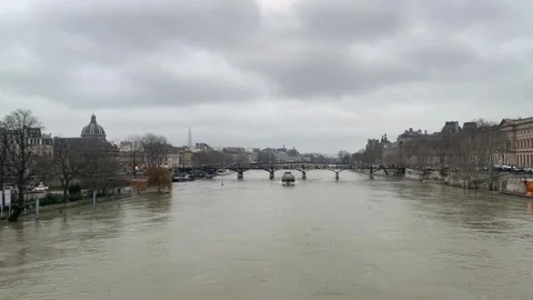 Romantic View of the Seine River in Paris Stock Footage 299906789