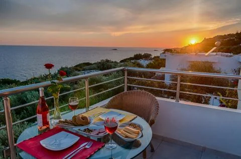 Romantic view with wine Stock Photos