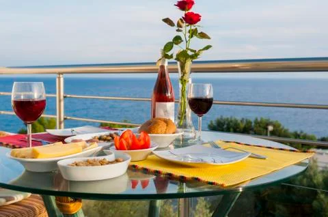 Romantic view with wine Stock Photos