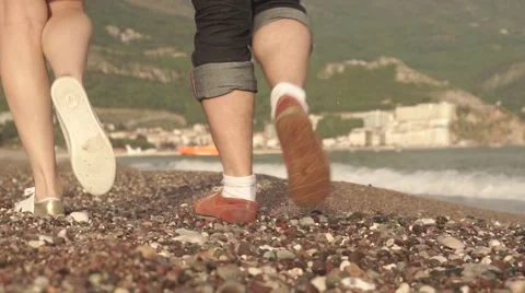 Romantic walk along the coast Stock Footage 50252567