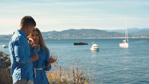 Romantic Walk Along The Seafront. Stock-Footage 113348646