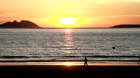 Romantic walk in the beach Stock Footage 51990697