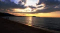 Romantic Walk of Couple with a Dog against Overwhelming Sunset. Thailand. Koh HD Footage