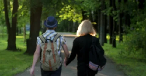 A romantic walk in the park. Stock Footage 52453574
