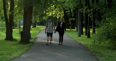 A romantic walk in the park. Stock Footage 52453600